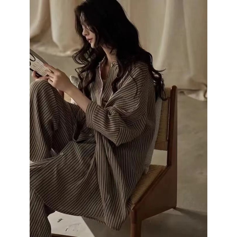 150kg Bộ Đồ Ngủ Kích Thước Lớn Nữ Rời Ôm Hơn Nhìn Xuân Thu Mỏng Thường Ngày Loungewear