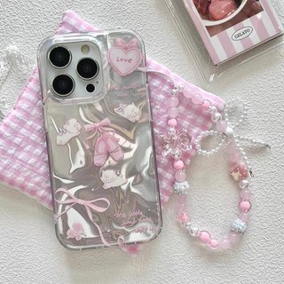 Ốp Lưng Cừu Thiên Thần Nơ Hợp Thời Trang Cho Redmi Note 14 13 Pro Plus 12 11 10 9 Pro 10s 11s 12s 9s Xiaomi Redmi 14C 13C 13 12 Cô Gái Dây Xích Điện Thoại Ốp Lưng