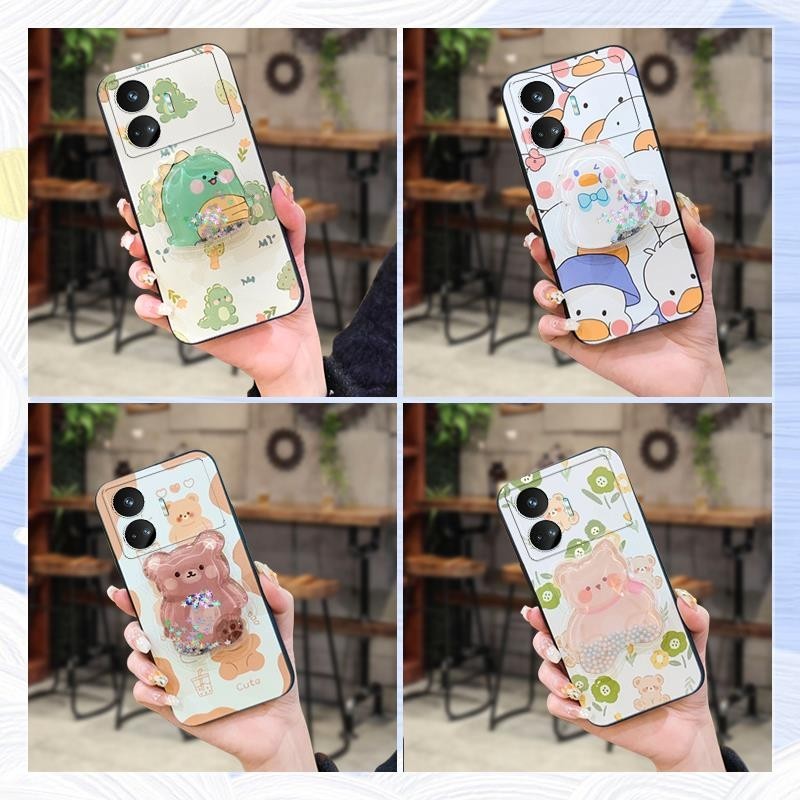 Cartoon Silicone Phone Case For OPPO Realme GT Neo5 SE Anti-dust drift sand Back Cover protective Durable Soft Case Kickstand