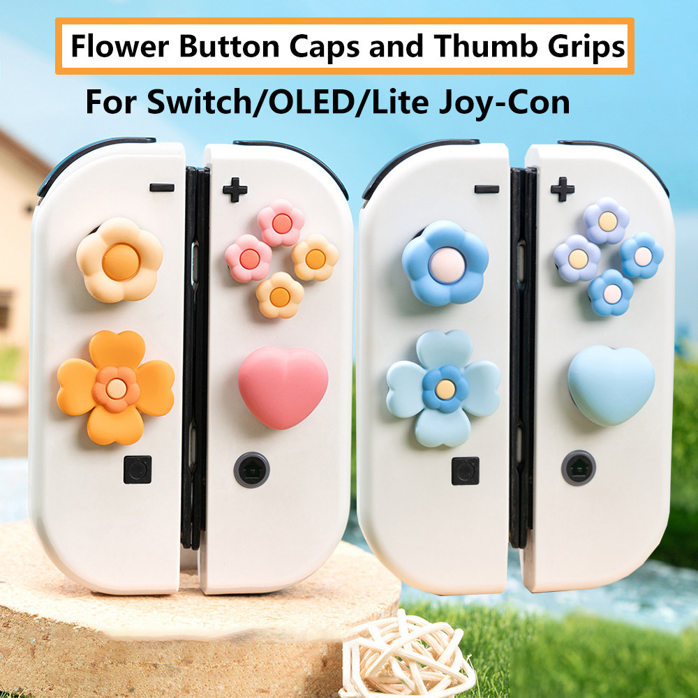 Geekshare Cross D-Pad Button Caps Set Thumb Grips Set Silicone ABXY Key ...