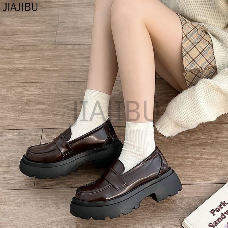 Giày Da Nâu Phong Cách Anh Quốc Giày Nữ Thời Trang Giày Đồng Phục JK Của Nhật Korean Fashion Platform Round Toe Mary Jane Shoes Non-slip Thick Heel Loafers Giày Đi Học Màu Đen Giày Da Sinh Viên Phong Cách Đại Học Princess Doll Shoes Cosplay Giày Lolita