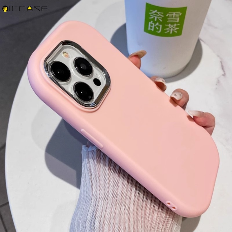 Tương Thích Cho iPhone 13 12 Ốp Điện Thoại Mini ins Hình Bầu Dục Dễ Thương Mạ Tròn Kẹo Màu Trơn Mờ Mờ Trơn Đơn Giản Bé Trai Bé Gái Silicon Mềm Vỏ Silicon Ốp Lưng