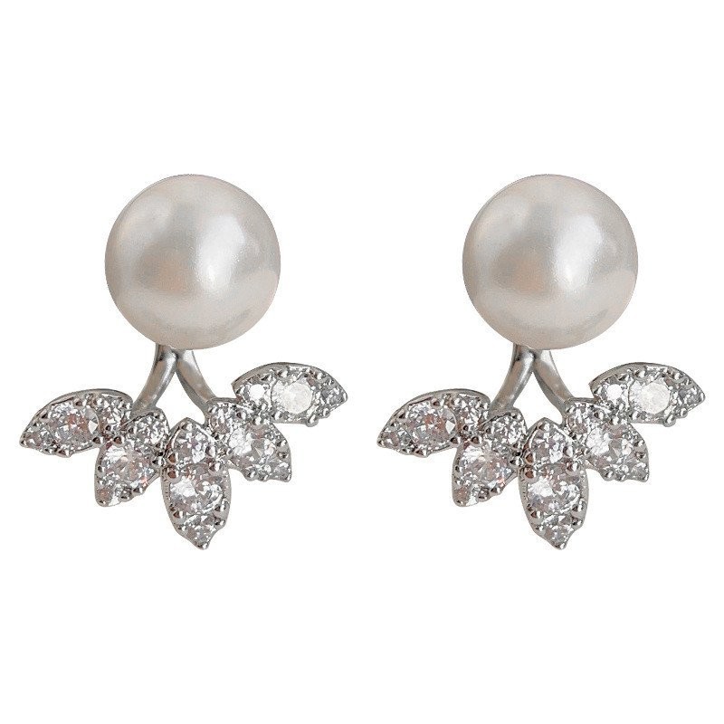 Bông tai thiết kế kết cấu ngọc trai siêu nhỏ Zircon Shijia Một phong cách hai cánh Thiết kế sáng tạo độc đáo Phụ kiện thời trang nữ
