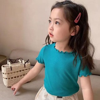 80-130cm Phong Cách Mùa Hè Thời Trang Bé Gái Dễ Thương Bé Gái Tay Ngắn Top Mùa Hè Áo Thun Trẻ Em Trẻ Em Cổ Tròn Nửa Tay Áo Sơ