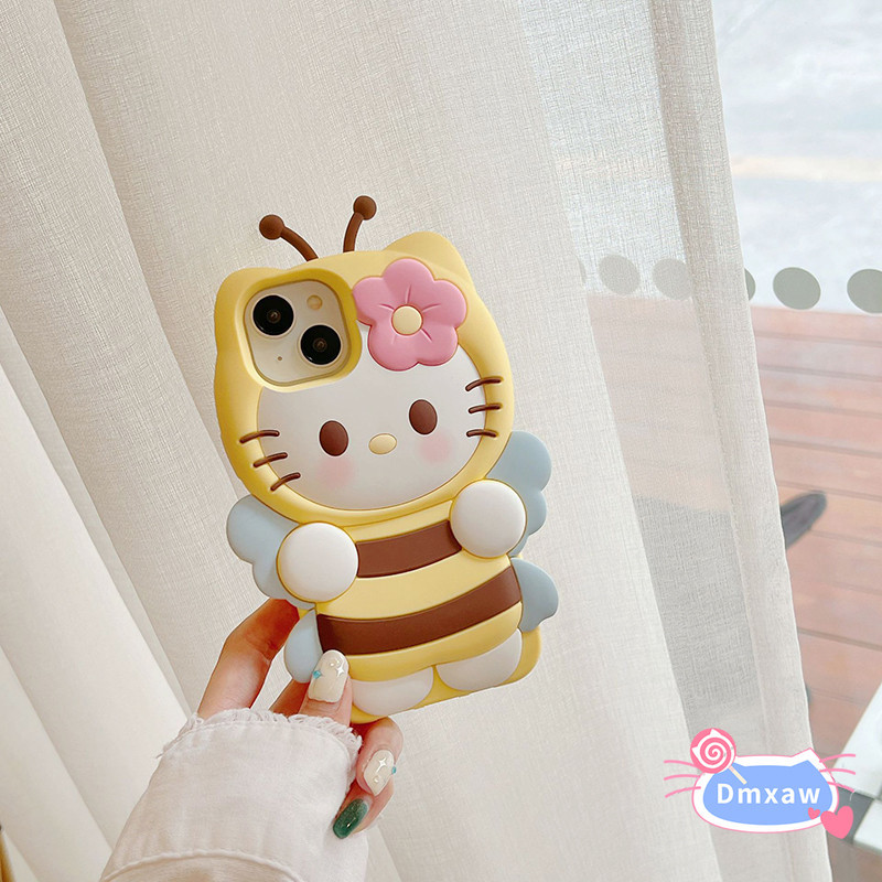 Ốp Lưng Hello Kitty Cho OPPO Reno 11 Pro 9 8 A1 Pro 8T 8 7Z 8Z 7 8 Lite 4Z A58 A57 A77 A96 5G A55 A93 A56 Realme V25 V23 GT Neo Q3 Pro 3D Bee Butterfly Ốp Điện Thoại Ốp lưng silicon