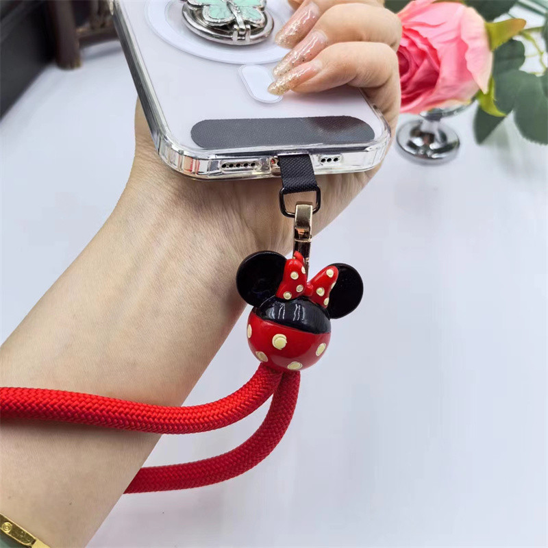 Điện Thoại Di Động Dây Đeo Cổ Tay Ngắn Minnie Mickey Bện Mạnh Mẽ Đáng Tin Cậy Ốp Điện Thoại Di Động Đa Năng Kẹp Nam Nữ