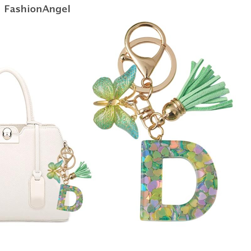 FashionAngel A-Z Ban Đầu Chữ Móc Khóa Xanh Lá Chữ Quyến Rũ Túi Mặt Dây Chuyền Cặp Đôi Chìa Khóa Mặt Dây Chuyền Cho Bạn Bè Quà Tặng VN