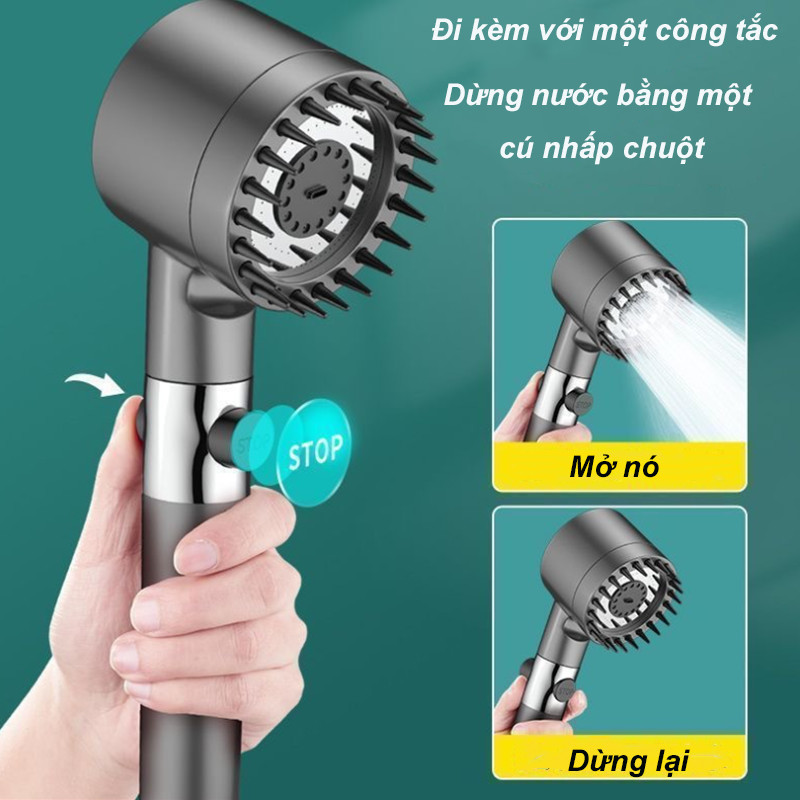 Vòi sen tăng áp ba chế độ áp suất cao,Chức năng cài đặt nâng cao 3 trong 1，Áp Lực Siêu Mạnh