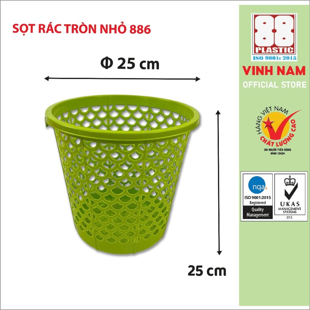 Sọt Rác Nhỏ Vinh Nam Plastic Thiết Kế Gọn Gàng Và Tiện Lợi Sạch Sẽ Cho Mọi Không Gian Mã 886