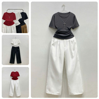 Set đồ bigsize nữ áo thun gân tăm kèm quần dài ống suông cotton lạnh thời trang xinh cho các chuppy SET961