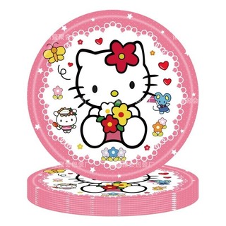 Khay giấy hình tròn 7 inch hoạt hình dễ thương mới / Hello Kitty / Yugui Dog / Bộ đồ ăn trang trí tiệc Kuromi