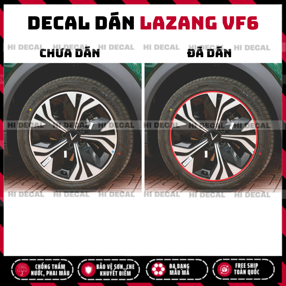 Tem dán mâm VF6 PQ, Decal lazang VF6 trang trí tạo điểm nhấn
