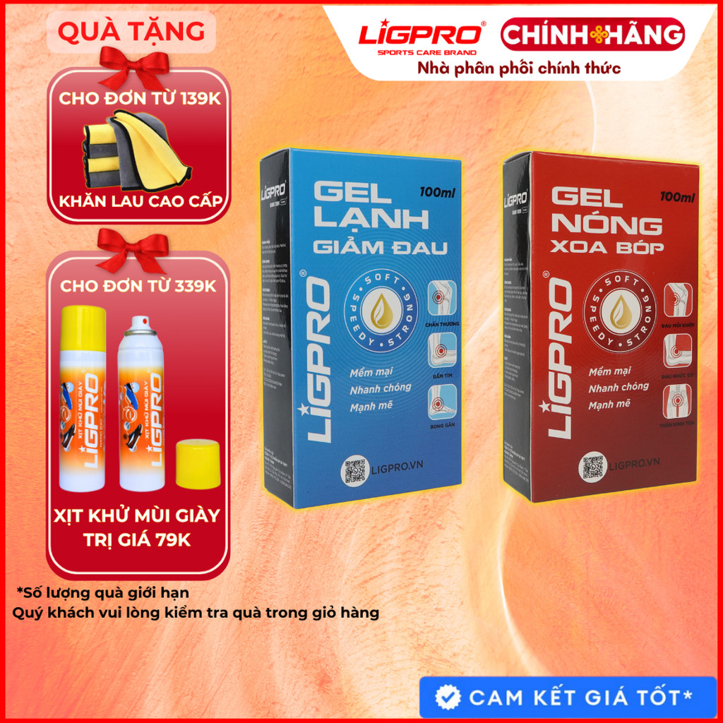 Combo Gel nóng - lạnh LIGPRO 100ml Gel xoa bóp từ thảo dược thiên nhiên Y học cổ truyền thethaochinhhang