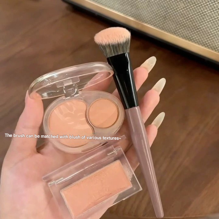 Bàn chải phấn má hồng chổi nhỏ - Bàn chải viền bề mặt dốc - Bàn chải trang điểm mặt bằng sợi mềm - dành cho phấn má hồng, Highlighter - Dụng cụ mỹ phẩm làm đẹp di động