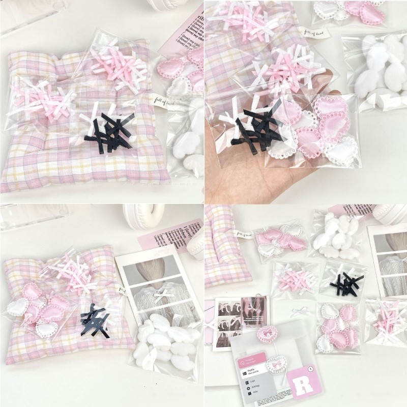 IOR 10 Chiếc Nơ Trái Tim từ Bìa Thẻ và Vải Mềm cho DIY Trang Trí