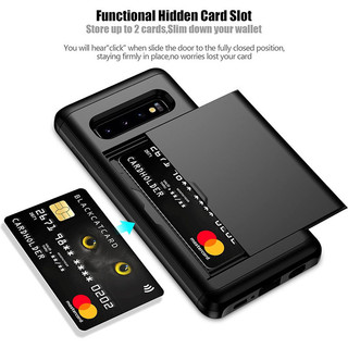 Dành Cho Samsung Galaxy S10 Plus / S10e Ốp Lưng Ví Đựng Thẻ ID Khe Cắm Cửa Trượt Túi Ẩn Chống Trầy Xước Hai Lớp Bảo Vệ Vỏ Cứng TPU Ốp Lưng