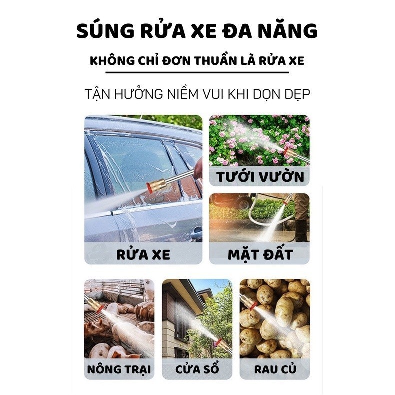 Máy Rửa Xe Mini Cầm Tay Công Suất 600W Dùng 2 Pin - Pin Đa Năng Rửa Xe, Vệ Sinh, Tưới Cây - Vòi Phun Áp Lực Mạnh