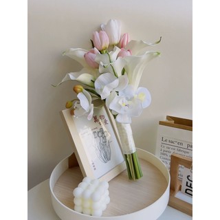 Bó hoa cưới sang trọng Lan, Tulip và Rum chất liệu cao su siêu bền, siêu thực CEVERIA