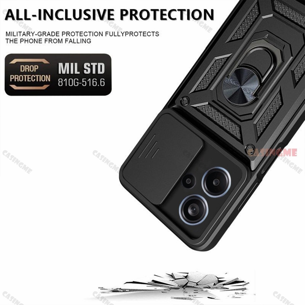 Vỏ giáp chống sốc Redmi Note 13 Pro + 5G cho Redmi Note13Pro + Note 13 Pro Plus + 13Pro + Giá đỡ vòng từ tính trên ô tô Kéo đẩy Bảo vệ Camera Vỏ điện thoại Ốp lưng máy ảnh