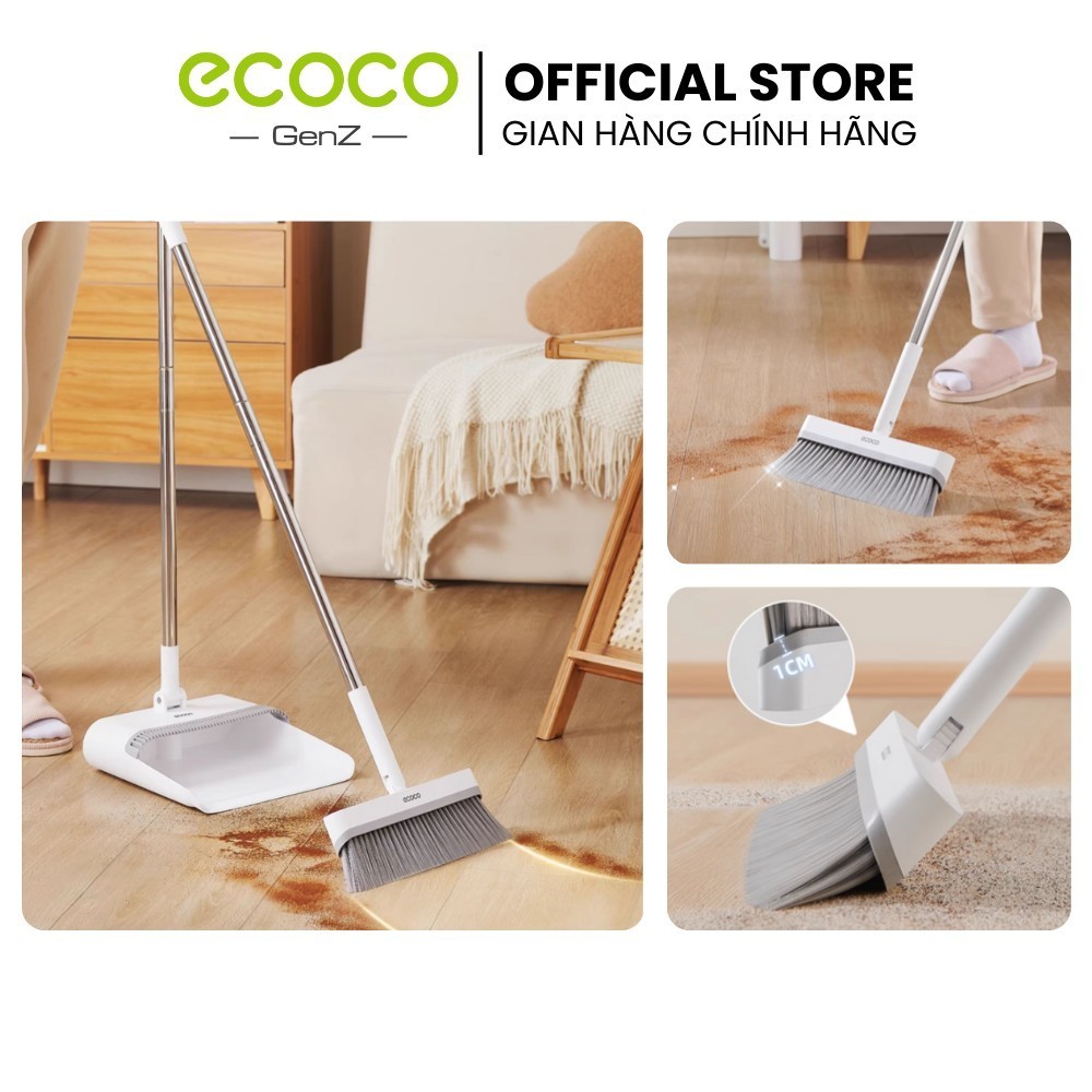Bộ chổi quét nhà ECOCO kèm hót rác gấp gọn cán dài thông minh, xoay 360 ...