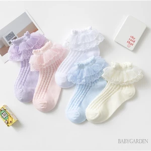 Baga-1-12 Tuổi Trẻ Em Bé Gái Frilly Tất Ren Mềm Ruffle Dễ Thương Mùa Hè Lưới Tất Mùa Hè Mùa Hè