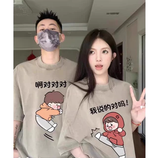 Hiixiivi Thương Hiệu Mới 100% Cotton Unisex Áo Thun Nữ Tay Ngắn Nam Nữ Baggy Cổ Tròn Rời In Cặp Đôi Tee 2024