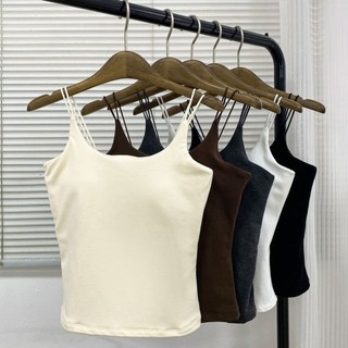 Lưng Đẹp Tất Cả Trong Một Cốc Cotton Nguyên Chất Đi Kèm Ngực Miếng Lót Áo Vest Phù Hợp Với Mỹ Nhỏ Sling Quần Lót Nữ Slim @ -