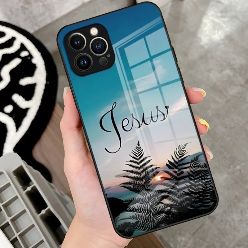 Ốp Điện Thoại Thiết Kế Pha Lê BK-1 Cho IPhone, Ốp Lưng Có Câu Kinh Thánh Kitô Giáo, Chúa Giêsu, 17,15 Pro, 14, 13, 12, 11, Mini, X, XS, XR Max, 6, 8 Plus, 2020 0458