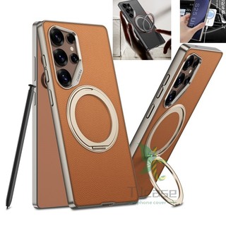Vỏ bọc chân đế bằng da từ tính có thể xoay được cho Samsung S25 S24 S23 Vỏ sạc không dây siêu