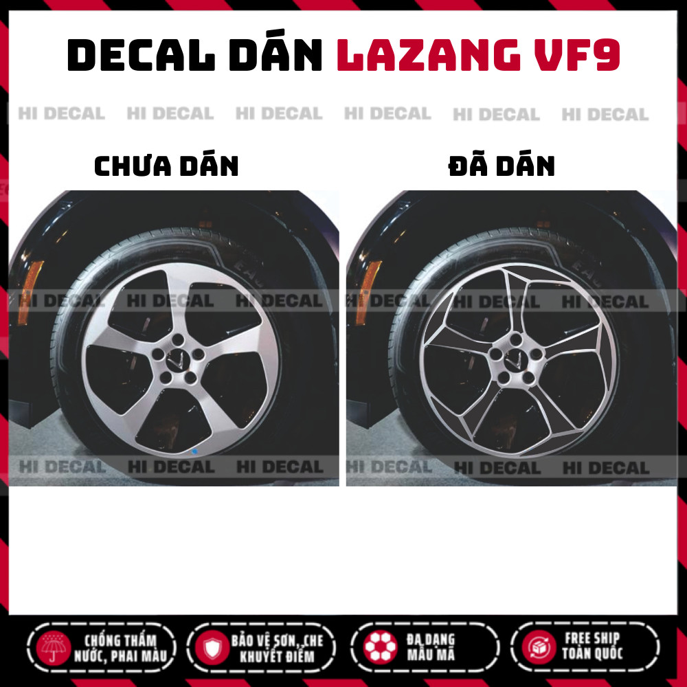 Tem Lazang VF9, Decal dán mâm VF9 trang trí tạo điểm nhấn