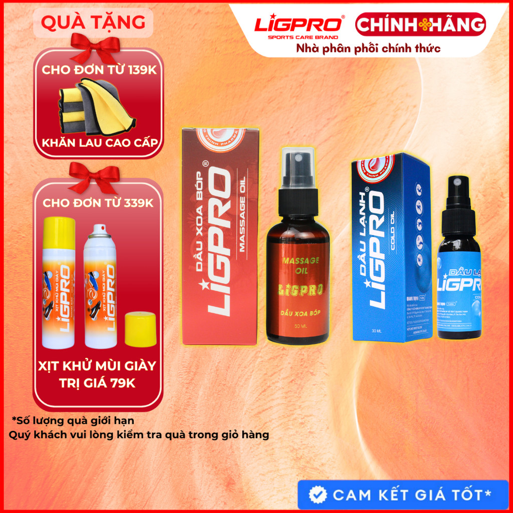 Combo Dầu lạnh giảm đau Dầu nóng xoa bóp LIGPRO dạng xịt Hiệu quả trong và sau vận động thethaochinhhang