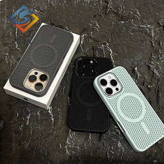 Ốp lưng tản nhiệt tổ ong từ tính mờ tương thích cho iPhone 16 Pro Max 15 14 13 12 Pro Max 14 / 15 / 16 Plus nhẹ và chống rơi da cảm giác mờ