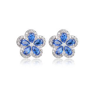 Châu Âu Mỹ ins Phong Cách Mới Kim Cương Ruby Spinel Bông Tai Hoa Nữ