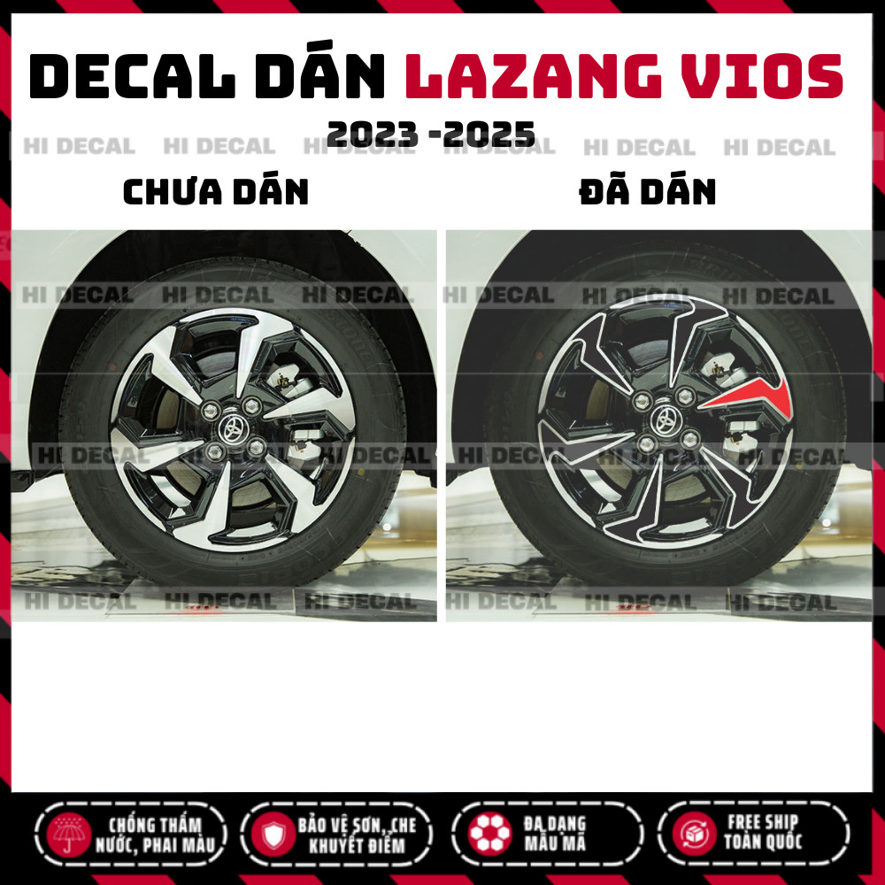 Tem dán mâm Vios 2023 - 2025, Decal lazang Vios trang trí tạo điểm nhấn