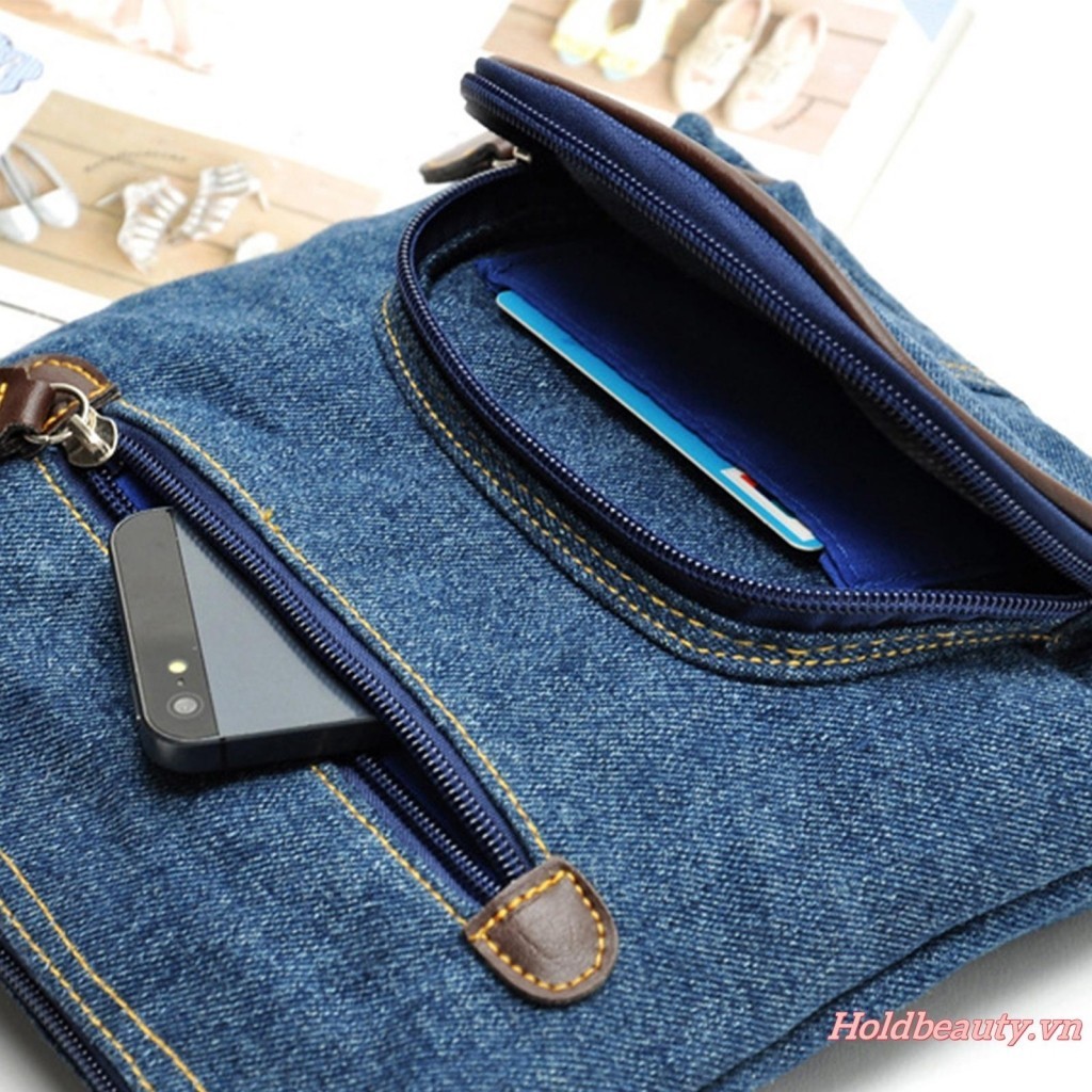 Túi Đeo Chéo Denim Nhiều Ngăn Thời Trang Cho Nữ