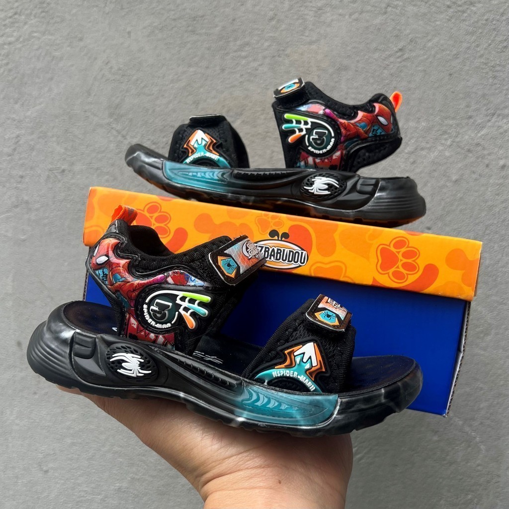 sandal bé trai dép quai hậu khâu đế chống trượt quai dán êm chân QCCC có hộp size đại cho bé trừ 3 tuổi A2 B2
