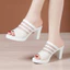 Guốc Nữ Cao Gót Quai Da Lưới Phối Kim Sa Cao Cấp - MS CG3120