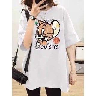 Áo thun nữ màu xám form rộng