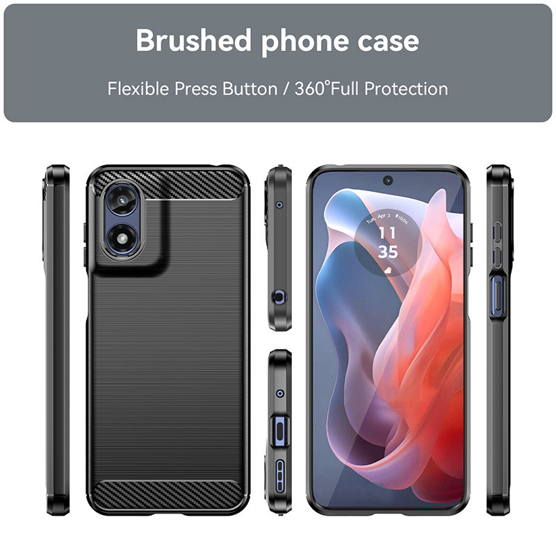 Dành cho Motorola Moto G Play 2024 2023 2021 Kết cấu chải siêu mỏng Vỏ nhựa TPU mềm chống sốc