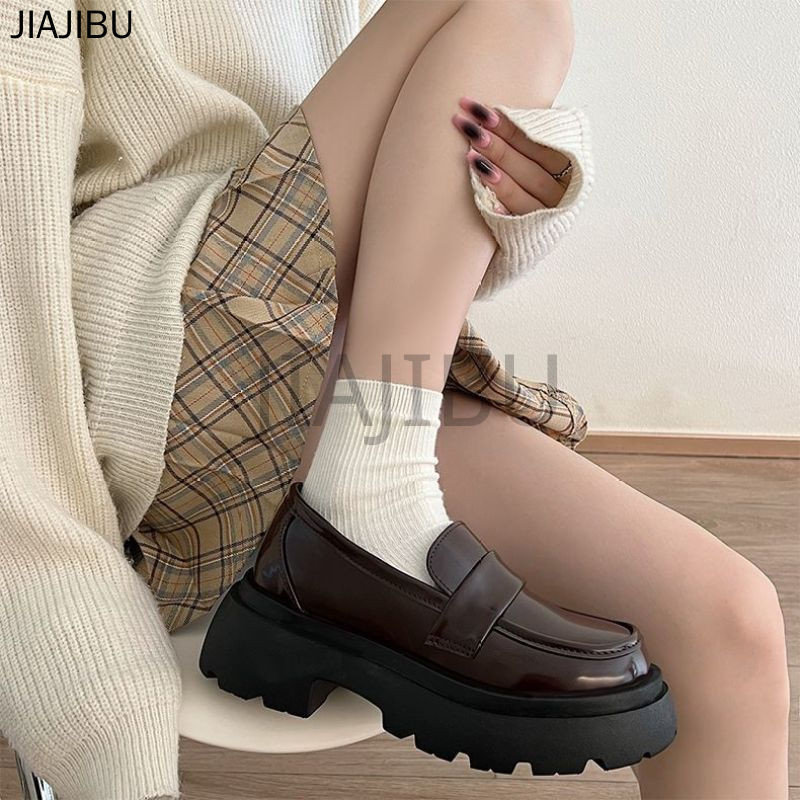 Giày Da Nâu Phong Cách Anh Quốc Giày Nữ Thời Trang Giày Đồng Phục JK Của Nhật Korean Fashion Platform Round Toe Mary Jane Shoes Non-slip Thick Heel Loafers Giày Đi Học Màu Đen Giày Da Sinh Viên Phong Cách Đại Học Princess Doll Shoes Cosplay Giày Lolita