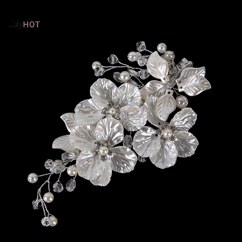 Julyhot Cô Dâu Pha Lê Ngọc Trai Hoa Tóc Trang Sức Tóc Cưới Phụ Kiện Tóc Massivedeals