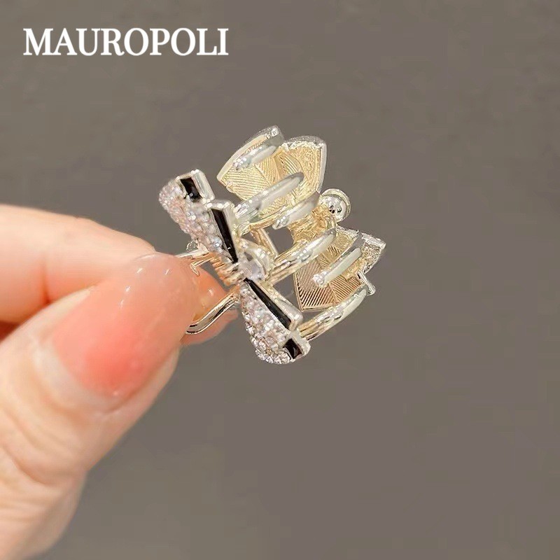 Mauropoli [Sẵn Sàng] Đơn Giản Kích Thước Nhỏ Giả Ngọc Trai Kim Cương Giả Lấy Kẹp Tóc Nơ Bện Tóc Tính Khí Bên Nổ Kẹp Phụ Kiện Tóc