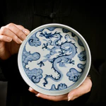 Jingdezhen Giả Yuan Xanh Trắng Họa Tiết Rồng Nồi Bàn Pha Khô Khay Trà Gốm Hộp Đựng Trà Trái Cây Giá Đỡ Nồi Đựng Trà [A211-06] — ảnh 1
