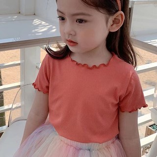 80-130cm Phong Cách Mùa Hè Thời Trang Bé Gái Dễ Thương Bé Gái Tay Ngắn Top Mùa Hè Áo Thun Trẻ Em Trẻ Em Cổ Tròn Nửa Tay Áo Sơ