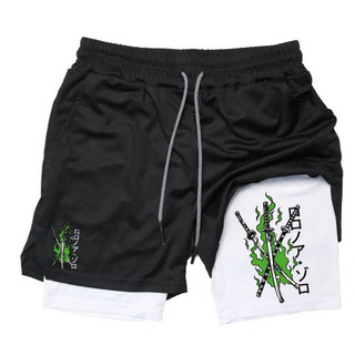 New Fitness Casual Shorts Anime 3D Digital Printing Adult Double Layer Beach Sports Pants Foreign Trade E-Commerce fNas