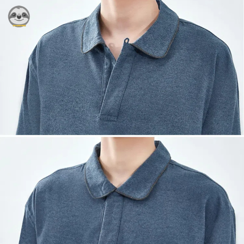 Phong cách Nhật Bản Muji Style / Quần áo phòng chờ Flannel có cổ hở cho nam / Bộ đồ ngủ dài tay bằng Cotton nguyên chất / Đồ ngủ thoải mái mềm mại