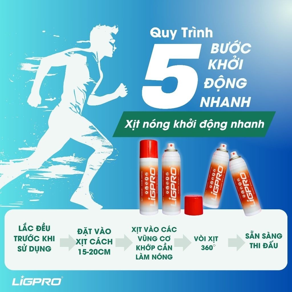 Xịt nóng khởi động LIGPRO 200ml Chiết xuất từ thiên nhiên, giảm đau giúp khởi động hiệu quả thethaochinhhang