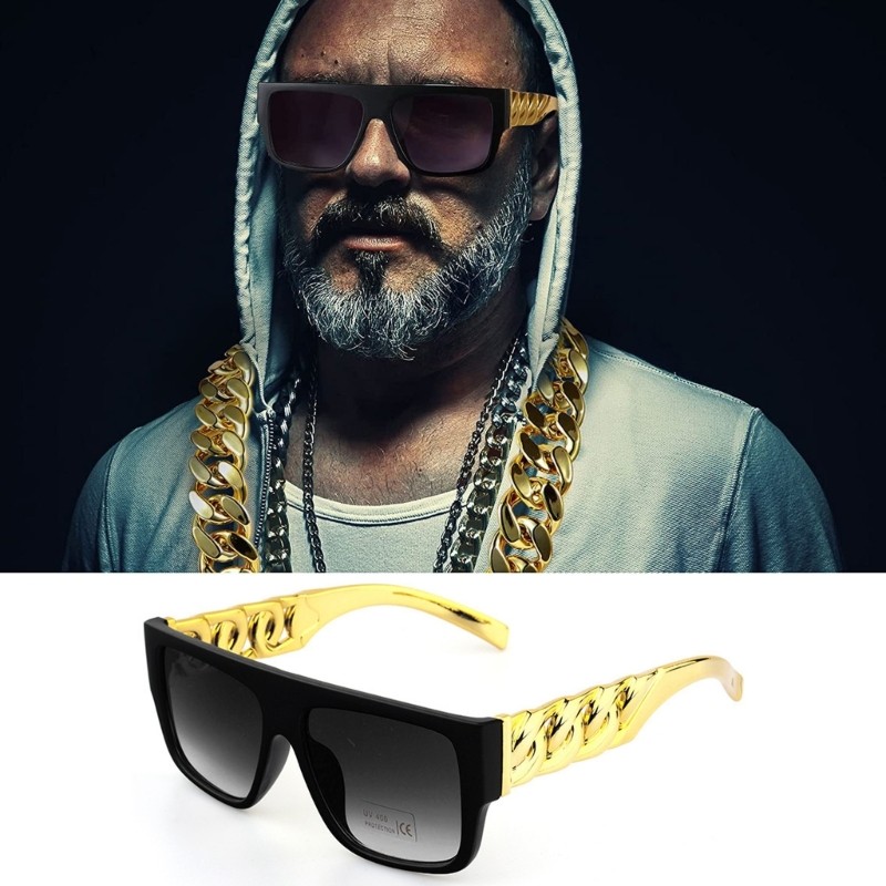 Dasbsug Hip Hop Bộ Trang Phục 80 Thập Niên 90 Rapper Phụ Kiện Mũ Kính Mát Dây Xích Vàng Nhẫn Trang Phục Cho Nam Nữ Halloween Co