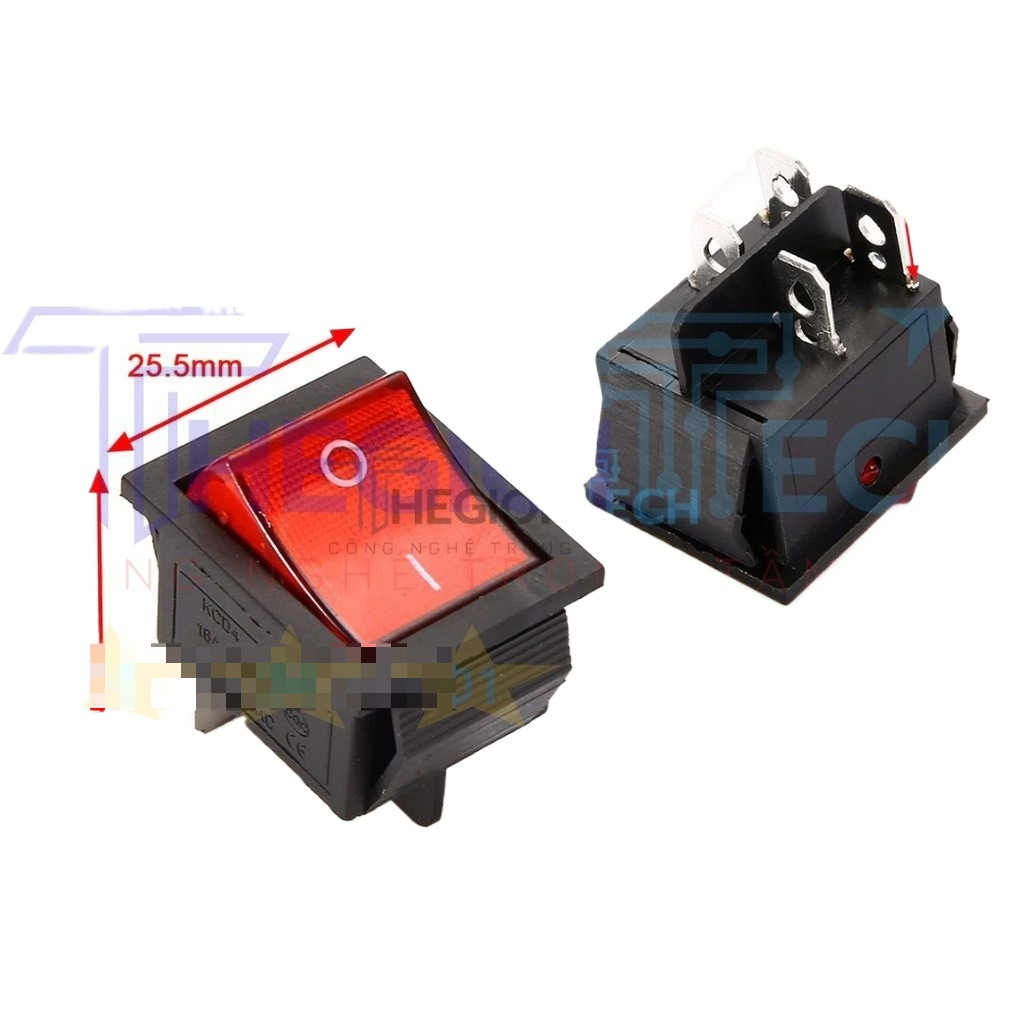 INTERRUPTOR BASCULANTE SPDT 6 PINES Y 2 POSICIONES ON-OFF CON KCD4 ROJO 220v 16a