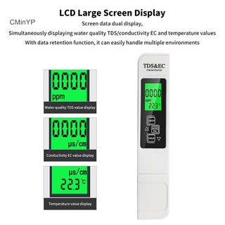 Cminyp Máy đo nước 3 trong 1 TDS EC Máy kiểm tra nhiệt độ Bút LCD Bộ lọc tinh khiết Chất lượng vinh quang